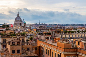 Fototapeta premium Rome, Italy, Lazio Region elevated city view under overcast November sky