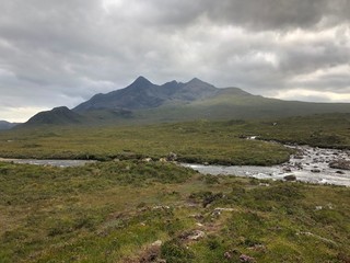 landscape with river and mountains