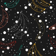 Seamless Pattern with Hand Drawn Cute Fruits. Scandinavian Style. Vector Illustration