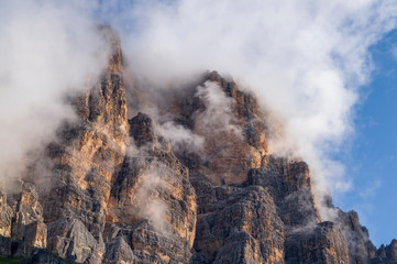 Misty Mountain Tofana in Dolomites Alps