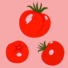 Tomato. Vector stock isolated image. Flat color image on white background.