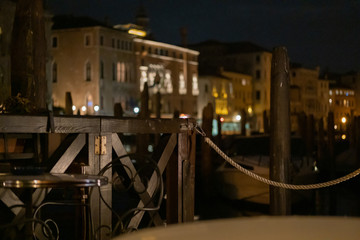 Night view from the canal at Venice, Italy