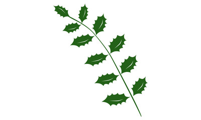 branch of Holly with no berries. traditional Christmas print.