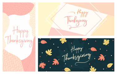 Thanksgiving DL Cover Flyer Banner poster template vector illustration Autumn holiday greeting card set pack