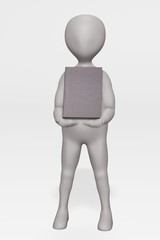 3D Render of Character with Books