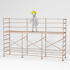 3D Render of Character with Scaffoldings