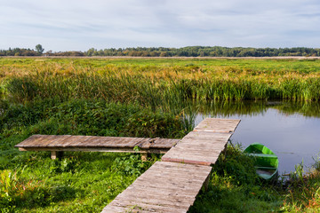 Narwiański Park Narodowy, Rzeka Narew, Łodzie pychówki, Uhowo, Podlasie, Polska © podlaski49