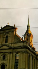 Church of the holy spirit of Bern, Switzerland in sunset lights