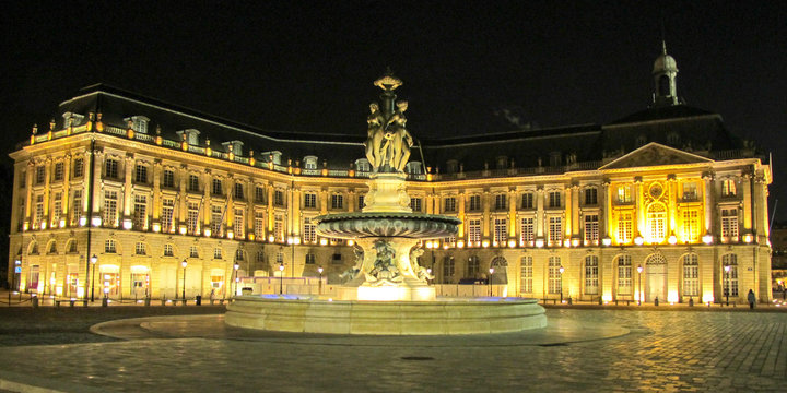 Place de la Bourse in Bordeaux city Unesco World Heritage by night France
