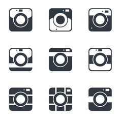 Camera icons or symbol on background. Camera silhouette or logo vector set isolated on background.