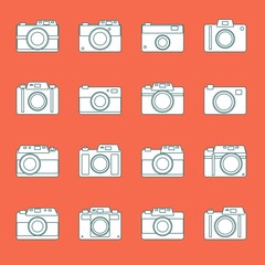 Camera icons or symbol on background. Camera silhouette or logo vector set isolated on background.