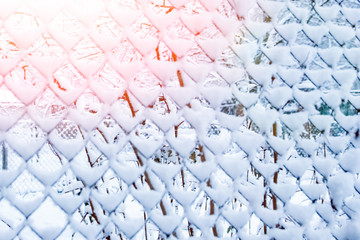 Obraz premium mesh in winter on nature in park background