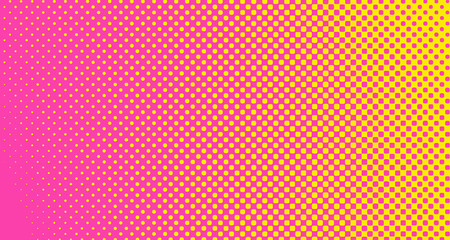 Obraz premium Pink halftone pop art background abstract vector comics style blank layout template with clouds beams and isolated dots pattern. For sale banner for your designe 1960s. with copy space eps10