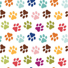 Materiał do szycia Dog's paw prints seamless pattern