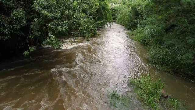 waterfall on Jacare Pepira river in Brotas city
