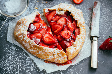 Heart shaped strawberry galette for Valentines day