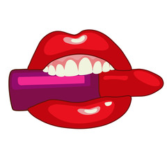 lips hold lipstick. Wall stickers