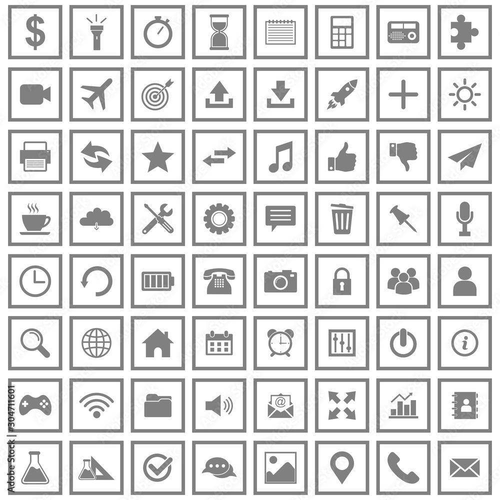 Poster web icon set vector design symbol
