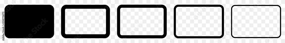 Poster rectangle icon black | rounded rectangles | blank box symbol | empty frame logo | button sign | isol