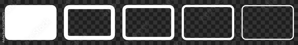 Poster rectangle icon white | rounded rectangles | blank box symbol | empty frame logo | button sign | isol