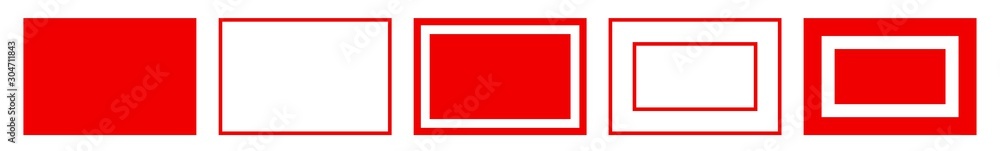 Poster rectangle icon red | label rectangles | box symbol | frame logo | emblem sign | isolated | variation