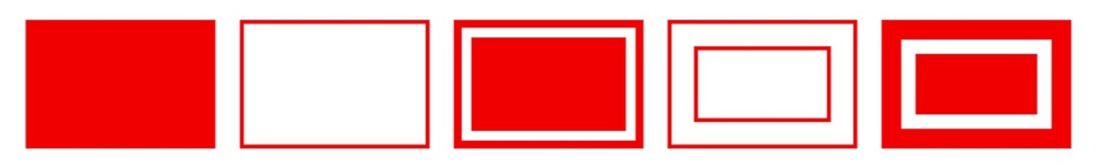Obraz premium Rectangle Icon Red | Label Rectangles | Box Symbol | Frame Logo | Emblem Sign | Isolated | Variations