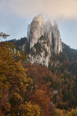 Autumn at the Via Corda des Trois Pucelles peak, in Vercors Regional Natural Park. France