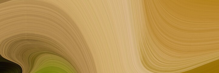 banner smooth swirl waves background design with peru, very dark green and burly wood color