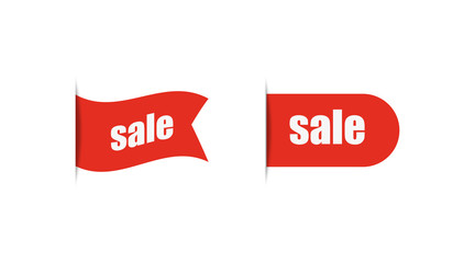 sale stickers with shadow in flat style