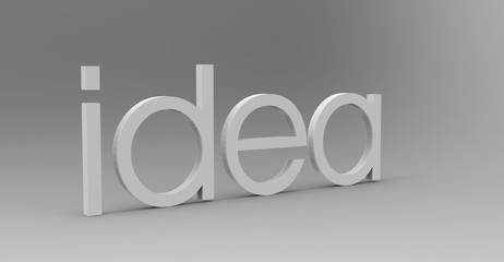 Idea Text 3D Rendering on white