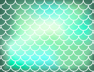 Green mermaid scales. Fish scales. Underwater sea pattern. Vector illustration. Perfect for print design for textile, poster, greeting card, invitation.