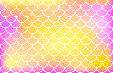Pink-yellow mermaid scales. fish scales. Underwater sea pattern. Vector illustration. Perfect for print design for textile, poster, greeting card, invitation.