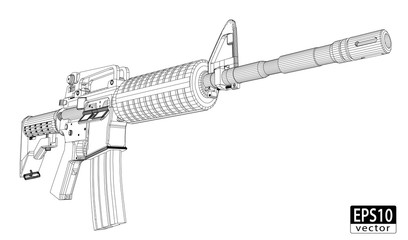 Assault Gun Wireframe (Front) | EPS10 Vector