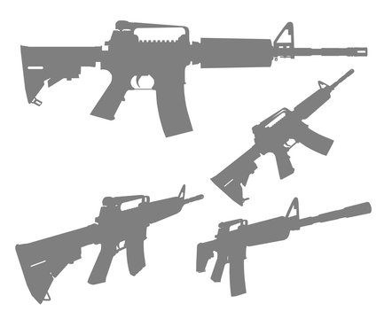 Assault Gun Silhouettes / EPS10 Vector 