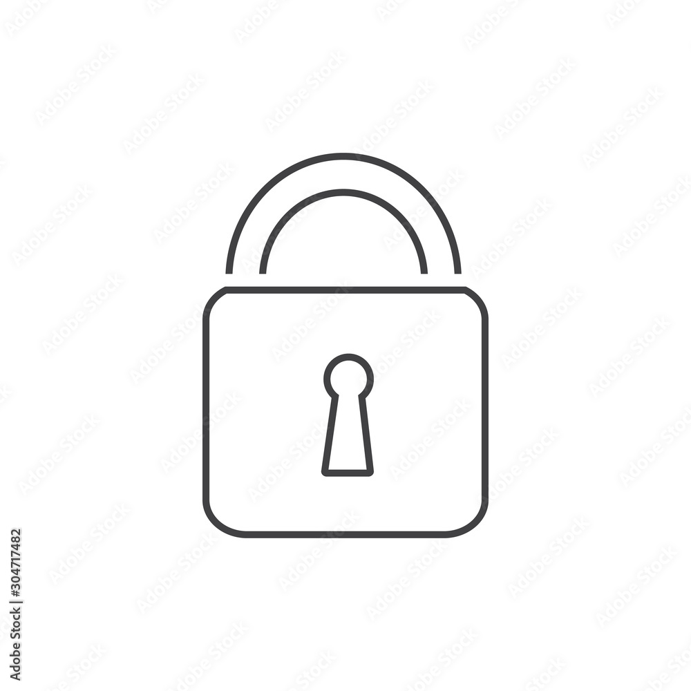 Poster lock vector line in modern icon flat style