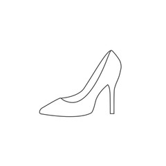 Monochrome vector illustration of a women's shoe, isolated on a white background. Line