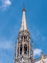 Tower of The Sainte-Chapelle or Holy Chapel,a gothic building full of beautiful stained glass windows in Paris, France