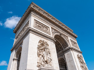 Arch of Triumph on a sunny day in Paris, France.