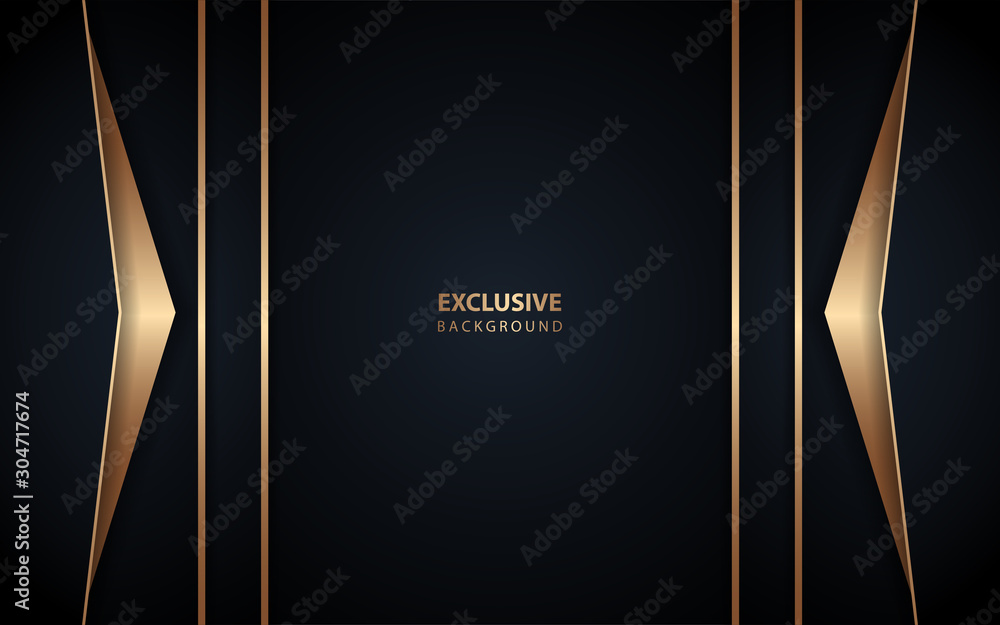Aufkleber abstract dark blue overlapping layers background a combination with golden texture line decoration. 
