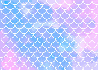 Pink-blue mermaid scales. Watercolor fish scales. Underwater sea pattern. Vector illustration. Perfect for print design for textile, poster, greeting card, invitation. © Lida