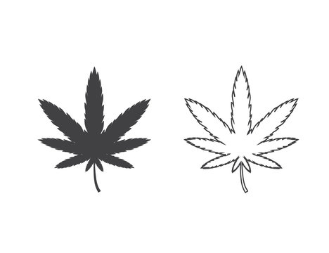 Marijuana line icon set. Vector illustration flat style