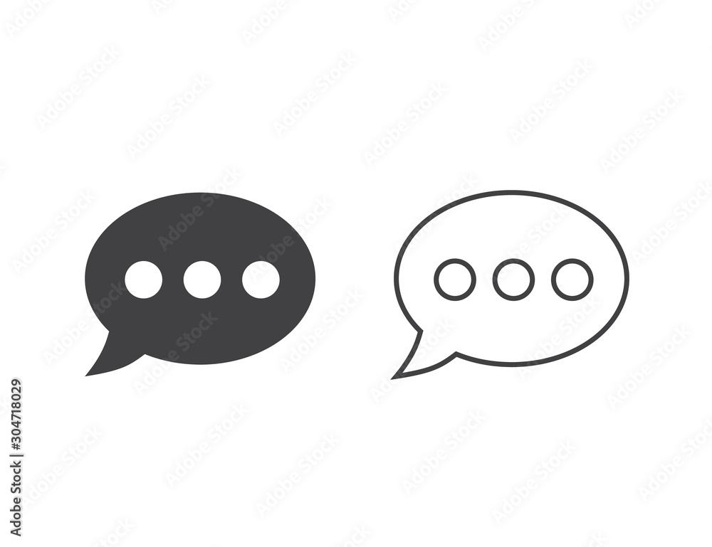 Poster speech bubble line icon set. vector in flat style