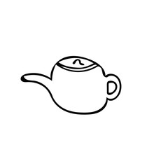 teapot Element in hand drawn Scandinavian style. icon in simple liner. card, poster, menu. tea ceremony.