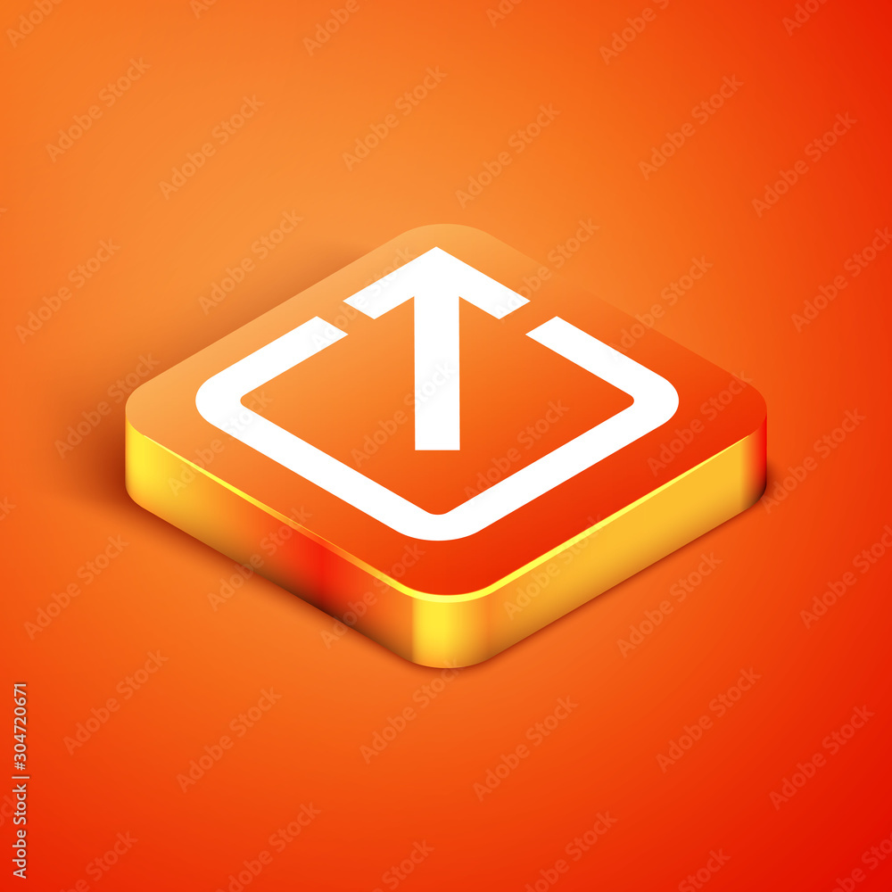Poster isometric open in new window icon isolated on orange background. open another tab button sign. brows