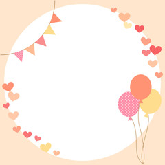 Valentine's Day frame decorated with garland and balloons