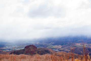 A mountain that looks arid, the days of overcast in Japan