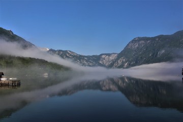 Foggy Morning at Lake Bohinj in Slovenia