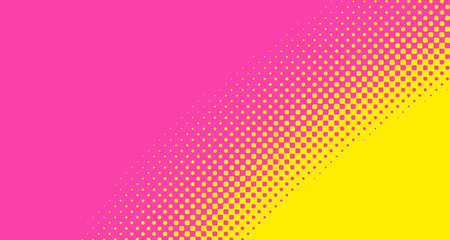 Pink halftone pop art background abstract vector comics style blank layout template with clouds beams and isolated dots pattern. For sale banner for your designe 1960s. with copy space eps10