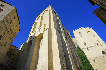 The Palais des Papes medieval castle in Avignon, France