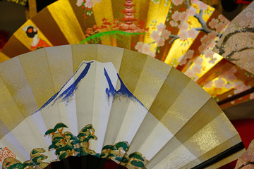 Traditional paper fans in a crafts store in Kyoto, Japan